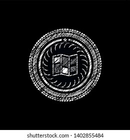 brochure icon inside chalk emblem