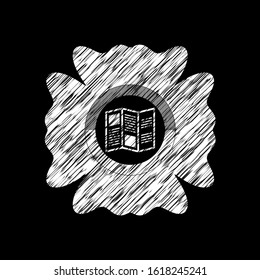 brochure icon inside chalk emblem