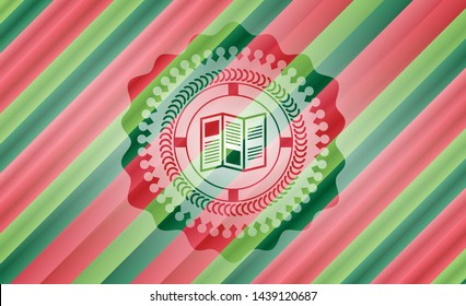 brochure icon inside christmas colors style emblem.