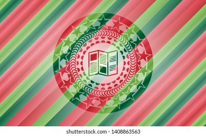 brochure icon inside christmas emblem background.
