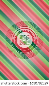 brochure icon inside christmas emblem.