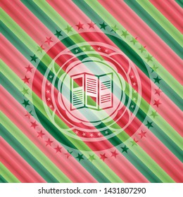 brochure icon inside christmas style emblem.