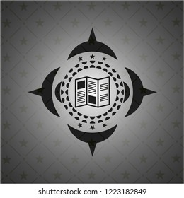 brochure icon inside dark badge or emblem