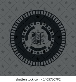 brochure icon inside dark badge or emblem