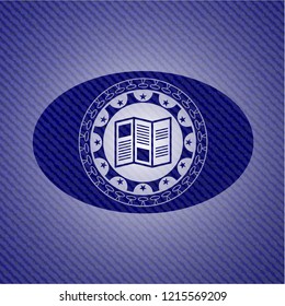 brochure icon inside emblem with jean high quality background