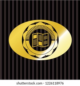 brochure icon inside gold badge or emblem