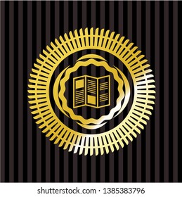brochure icon inside gold badge or emblem
