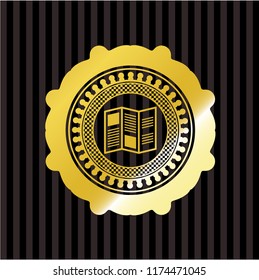 brochure icon inside gold emblem
