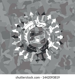 brochure icon inside grey camo texture
