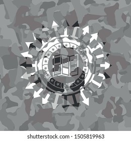 brochure icon inside grey camo texture