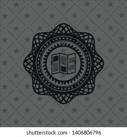 brochure icon inside realistic black emblem