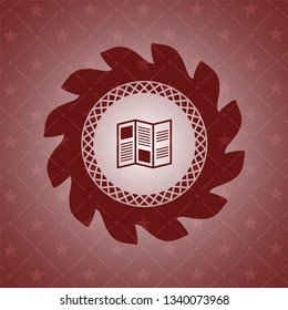 brochure icon inside realistic red emblem