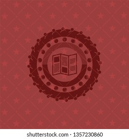 brochure icon inside realistic red emblem