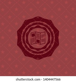 brochure icon inside realistic red emblem