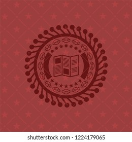 brochure icon inside red emblem. Vintage.
