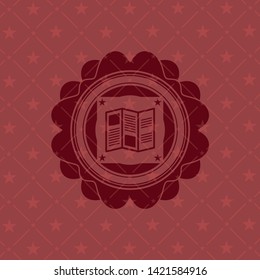 brochure icon inside red emblem. Retro