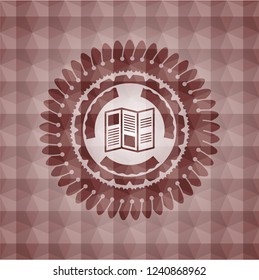 brochure icon inside red seamless polygonal badge.