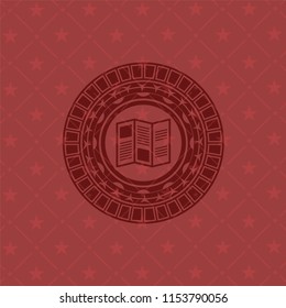 brochure icon inside retro red emblem