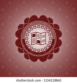 brochure icon inside retro red emblem