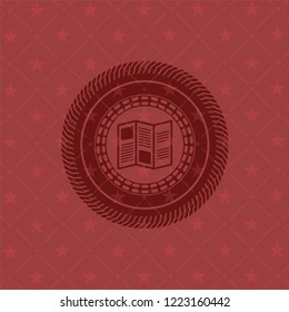 brochure icon inside retro red emblem