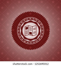 brochure icon inside retro red emblem