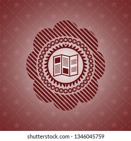 brochure icon inside retro red emblem