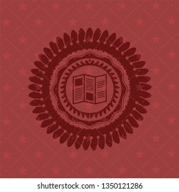 brochure icon inside retro red emblem