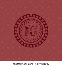 brochure icon inside retro red emblem