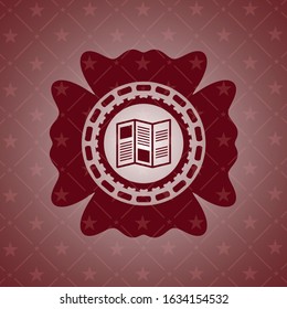 brochure icon inside retro red emblem