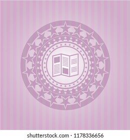 brochure icon inside retro style pink emblem