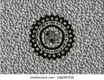 brochure icon inside retro style black emblem with grey bubbles background. Vector Illustration. Detailed.