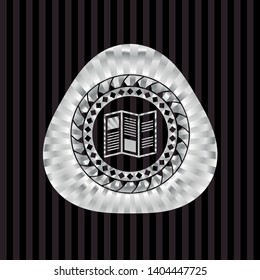 brochure icon inside silver emblem or badge