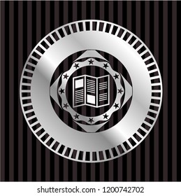 brochure icon inside silvery badge or emblem
