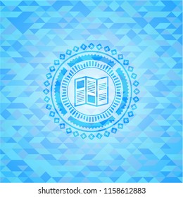 brochure icon inside sky blue mosaic emblem