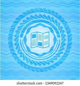 brochure icon inside water concept badge background.