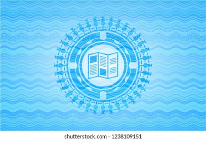 brochure icon inside water emblem background.