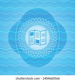 brochure icon inside water wave concept emblem background.