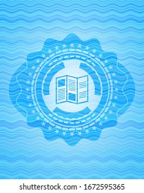 brochure icon inside water wave representation emblem background.