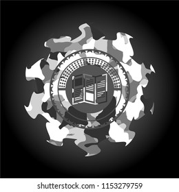 brochure icon on grey camo pattern