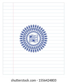 brochure icon pen effect. Blue ink. Vector Illustration. Detailed.