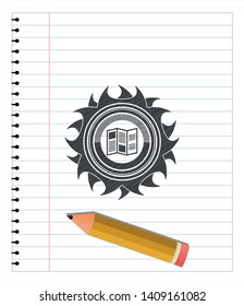 brochure icon with pencil strokes. Vector Illustration. Detailed.