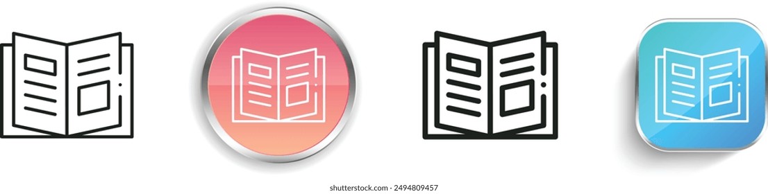 brochure icon. Thin Linear, Regular and Button Style Design Isolated On White Background