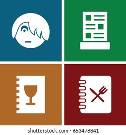 Brochure icons set. set of 4 brochure filled icons such as emo emot