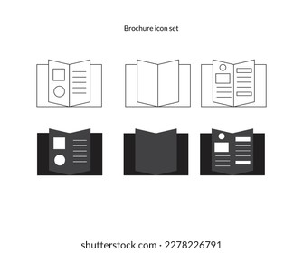 Brochure icons set. Outline set of Brochure vector icons for web design isolated on white background