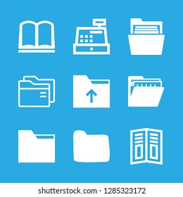 brochure icons set with pamphlet, commercial machine and folder vector set