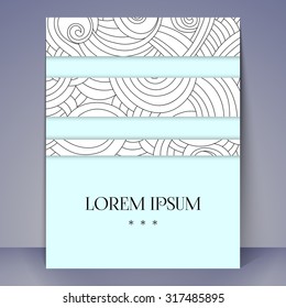 Brochure or invitation card vector template with decorative stripes. Abstract background for your design.