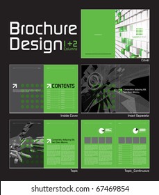 Brochure Layout Design Template with 10 Pages (5 Spreads) Preview.