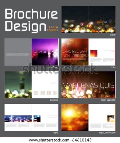 Brochure Layout Design Template with 14 pages (7 spreads) Preview.