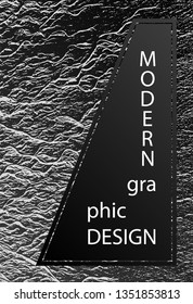 Brochure layout design template. Black and white monochrome waves texture. Business brochure vector cover layout. Buoyant wavy flux background pattern. Geometric typography cover.