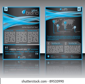 Brochure Layout Design Template - Blue